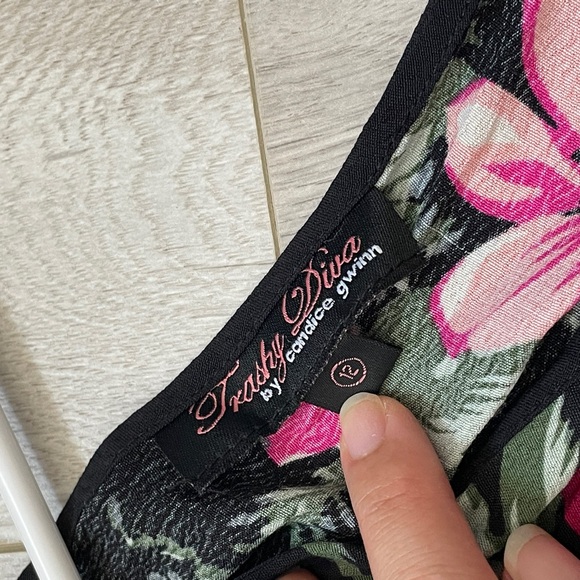 Trashy Diva Dress floral long sleeve maxi womens Black Pink (size 12) party chic - Picture 2 of 8